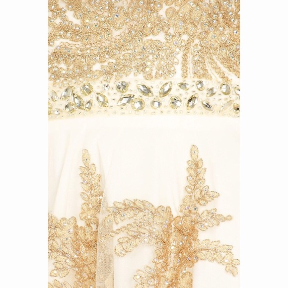 My Fashion 1698 White & Gold Lace Mini Dress - Picture 6 of 7